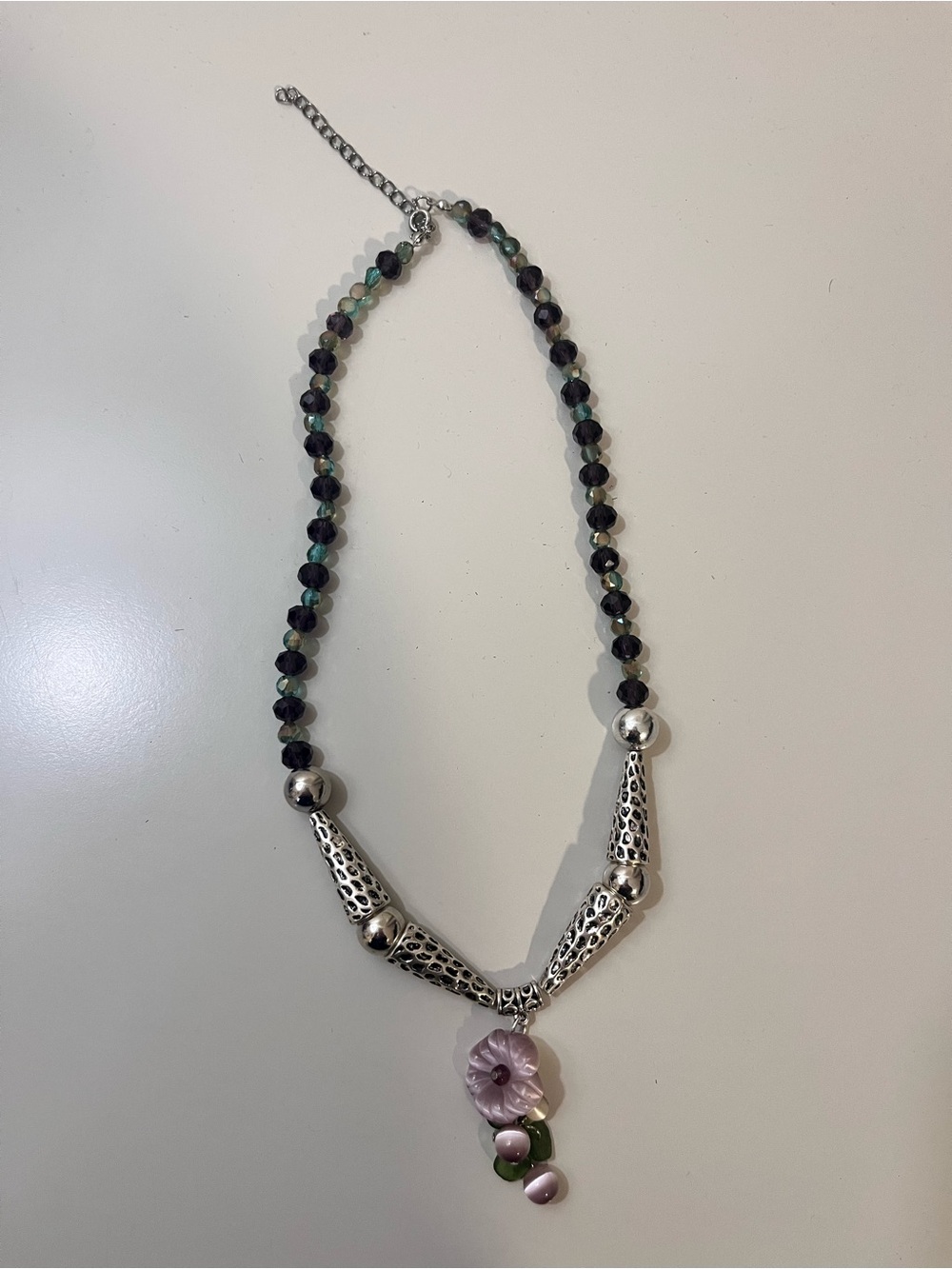 Purple w/ beaded ball chain necklace